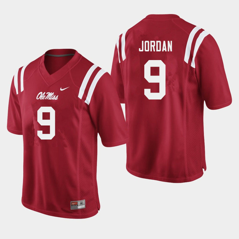 Men #9 Jalen Jordan Ole Miss Rebels College Football Jerseys Sale-Red
